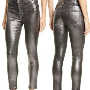 Veronica Beard size 28 High Waisted Skinny chrome jeans